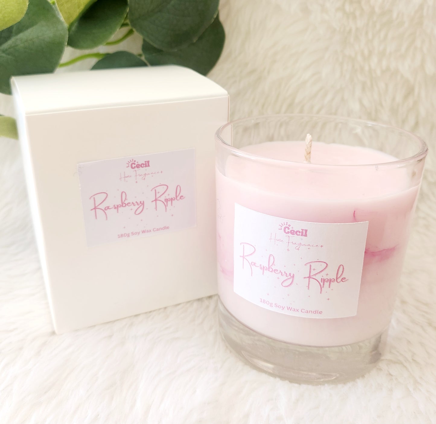 Medium Raspberry Ripple Candle