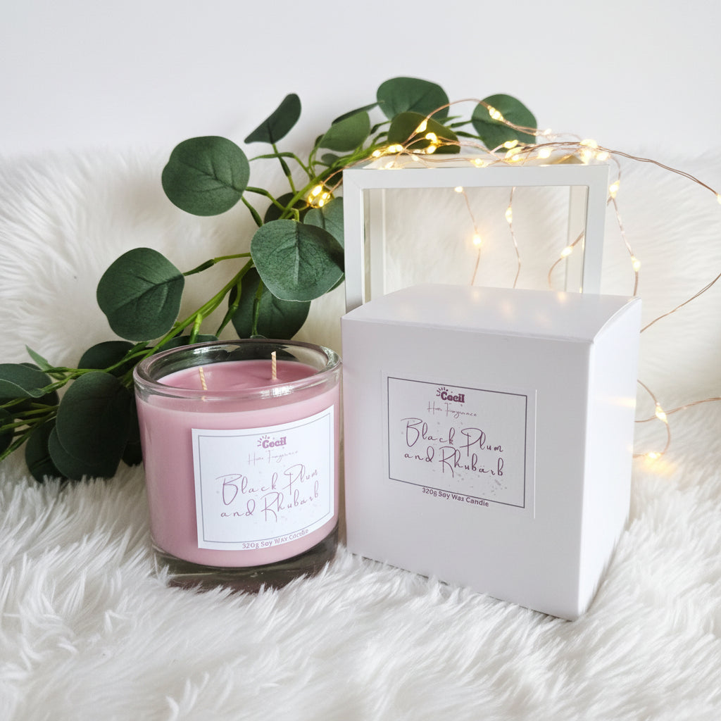 Large Black Plum and Rhubarb Candle