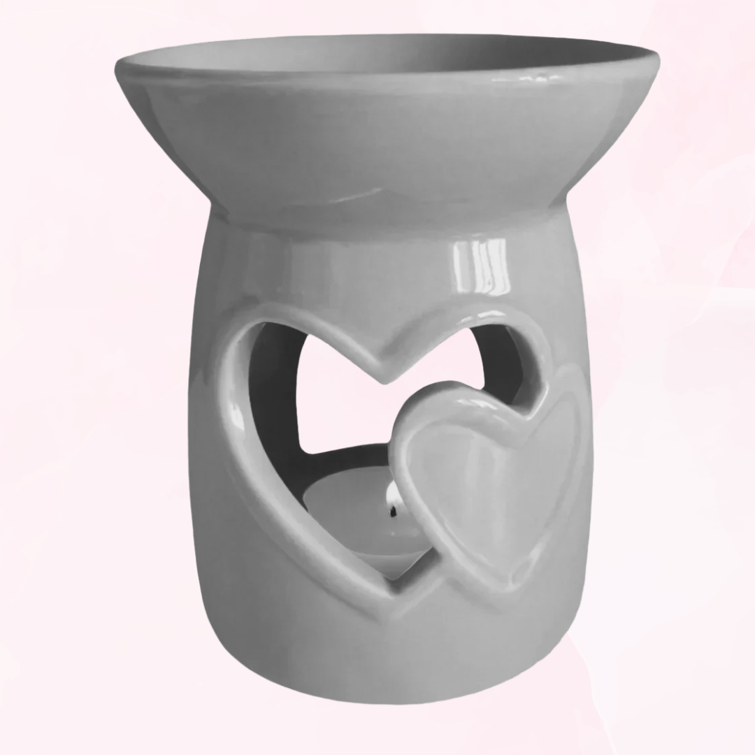 Twin Heart Grey Wax Burner