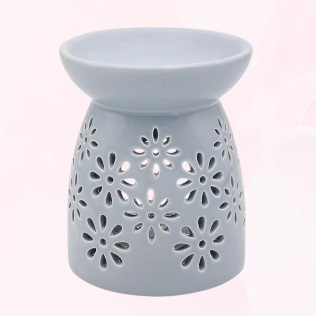 Large, Grey Flowers Burner