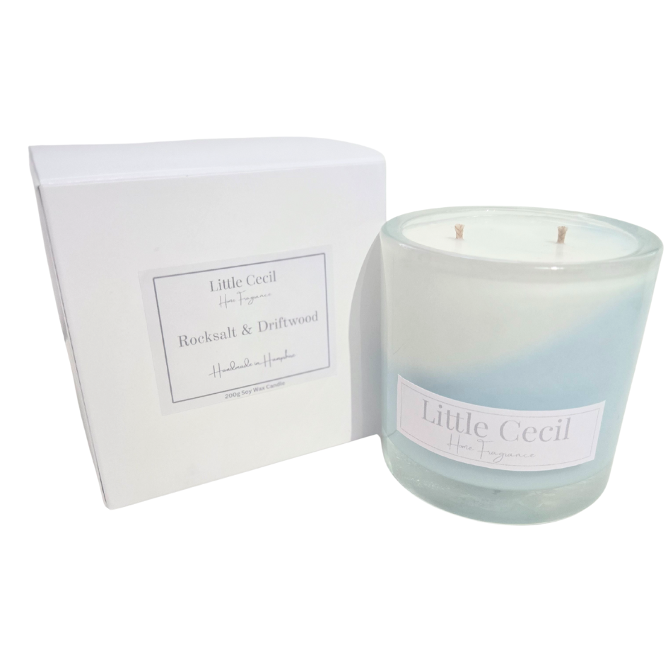 Rock Salt and Driftwood Asymmetric Large Candle