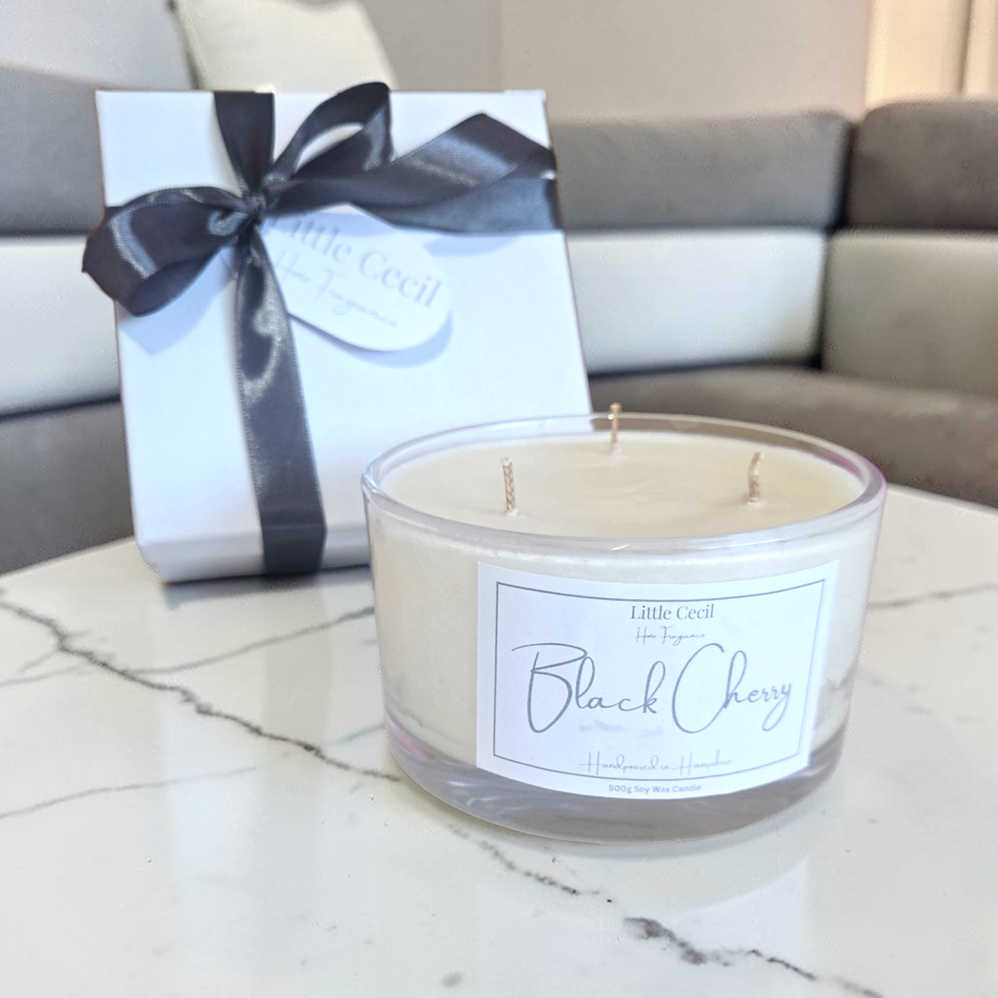 Large, Black Cherry 3 Wick Gift-boxed Luxury Candle