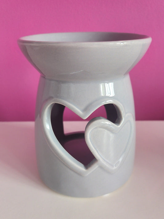 Twin Heart Grey Wax Burner