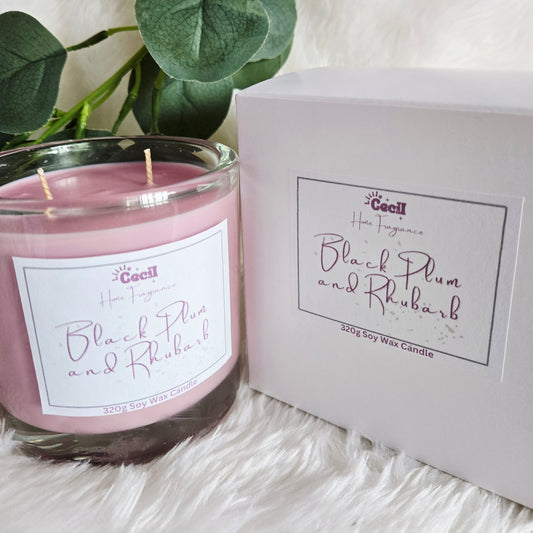 Large Black Plum and Rhubarb Candle