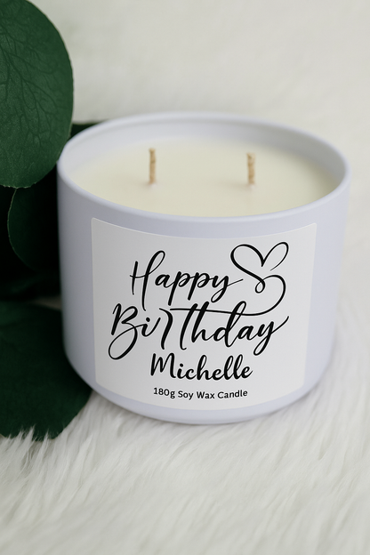 Large, Personalised, Tin Happy Birthday Candle