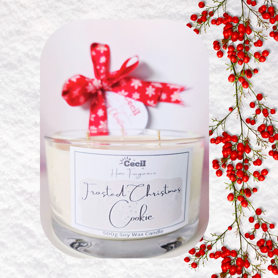 3 Wick Gift-boxed Luxury Frosted Christmas Cookie Candle