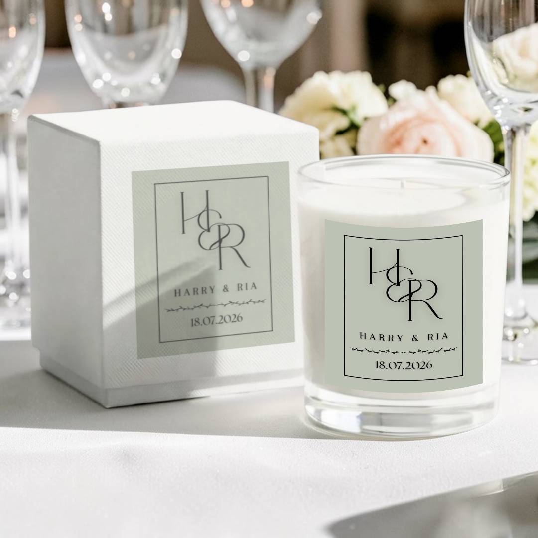 Medium Personalised Wedding Candles - Gifts or Bulk