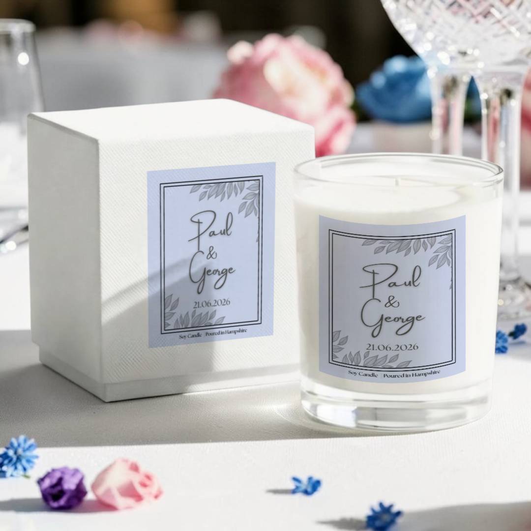 Medium Personalised Wedding Candles - Gifts or Bulk