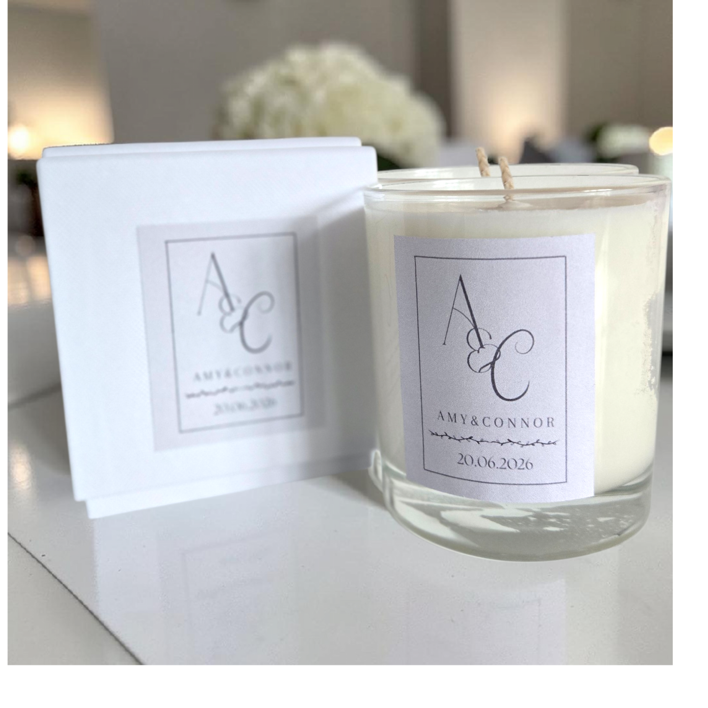 Medium Personalised Wedding Candles - Gifts or Bulk