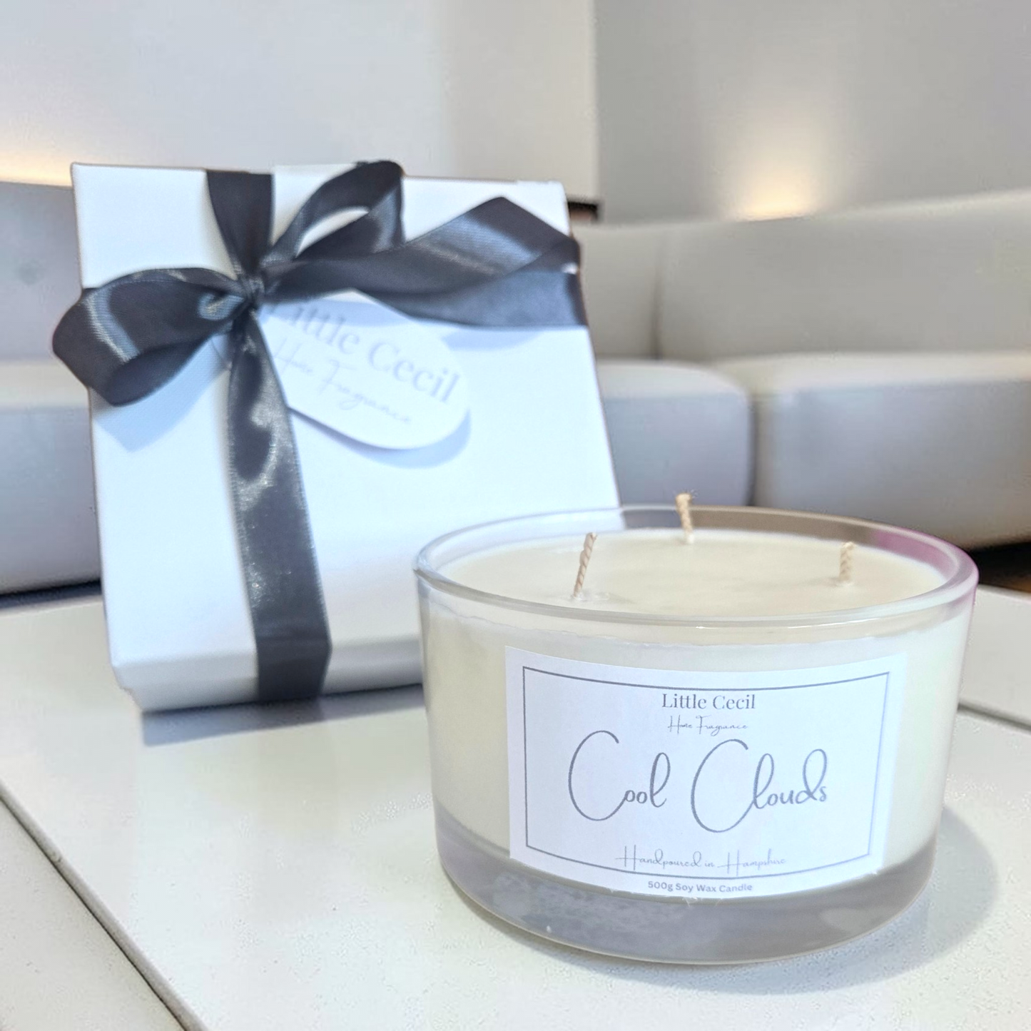 Large, Cool Clouds 3 Wick Gift-boxed Luxury Candle