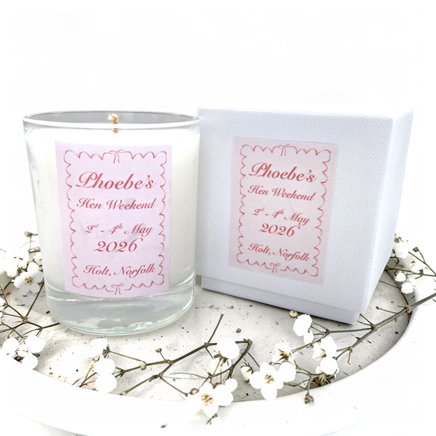 Luxury Personalised Hen Party Candles – Custom Hen Party Favours (220g)