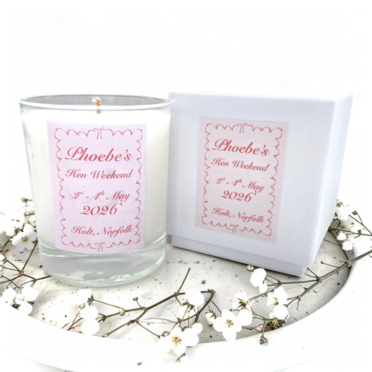 Luxury Personalised Hen Party Candles – Custom Hen Party Favours (220g)