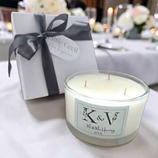 Large, 3-wick Personalised Wedding Candles