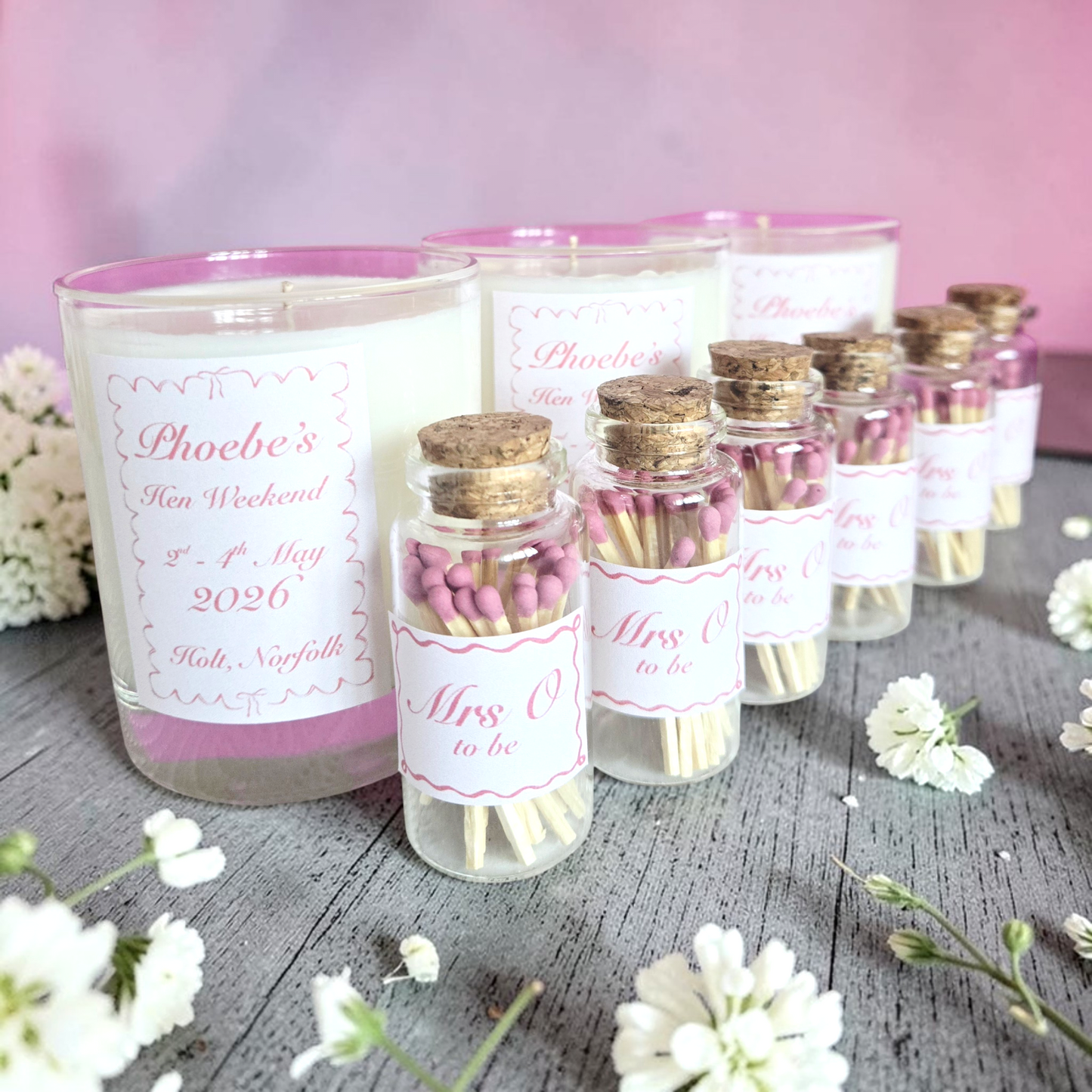 Luxury Personalised Hen Party Candles – Custom Hen Party Favours (220g)
